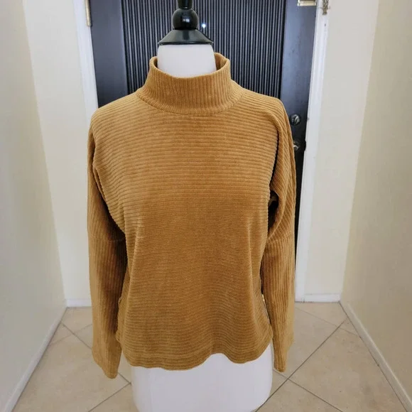 Madewell Top Turtleneck Long Sleeves Fall Velour Corduroy Mockneck XXS AE617 - Picture 2 of 11